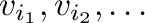 $v_{i_1}, v_{i_2}, \dots$