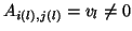 $A_{i(l),j(l)} = v_l \neq 0$